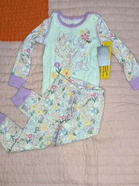 Disney Girls Floral Minnie & Daisy Lavender Trim Pajama Set